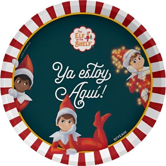 OH YEAH! PARTY plato Navidad llano redondo cartón Elfo Travieso 23 cm paquete 6 unidades