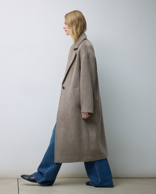 Abrigo largo liso de mujer