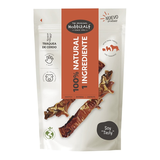 Hobbitalf – Tráquea de cerdo para perros adultos Hobbitalf 100 g.