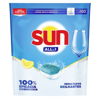 Sun Detergente Máquina Loiça Pastilhas Limão embalagem 100 unidades