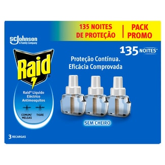 Raid Insecticida Eléctrico PACK 3 Recarga embalagem 27 ml
