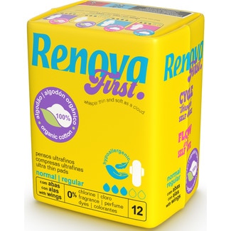 Renova Pensos Higiénicos Regular Ultra Finos First embalagem 12 unidades