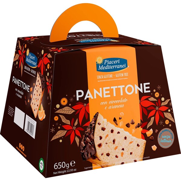 Orange and chocolate panettone, gluten-free and lactose-free case 650 g