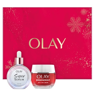 OLAY estuche con Regenerist crema hidratante de día para una piel más firme SPF-30 tarro 50 ml + sérum facial Super 5 beneficios en 1 dosificador 30 ml