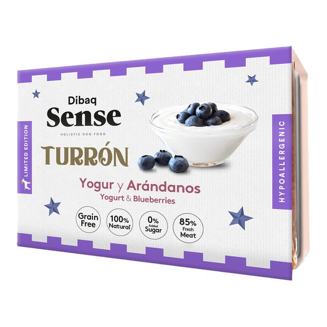 Dibaq Sense – Alimento complementario para perros adultos Dibaq Sense turrón de yogur y arándanos grain free 185 g.
