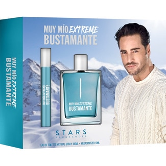 BUSTAMANTE Muy Mio Extreme Schuber natürliches Eau de Toilette für Ihn Spray 100 ml +Megaspritzer 10 ml