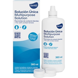 SENTI2 solución única para lentes de contacto blandas con regalo de portalentes bote 360 ml