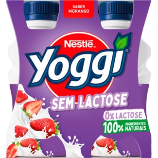 Yoggi Iogurte Líquido de Morango sem Lactose Pack 4 embalagem 160 g