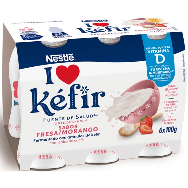Kefir de Morango Pack 6X100 g embalagem 100 g