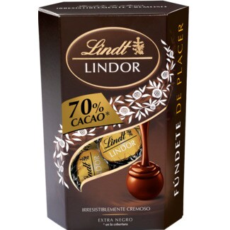 Lindt Bombons de Chocolate Preto 70% Lindor embalagem 75 g