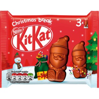 Nestlé Kit Kat Chocolate de Leite Pai Natal Pack 3 unidades embalagem 87 g