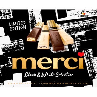 Merci Chocolates Black and White embalagem 240 g