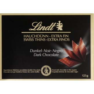 Lindt Chocolate Preto Swiss Thins embalagem 125 g