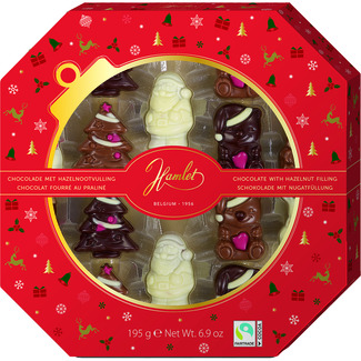 HAMLET figuras de Navidad de chocolates surtidos con avellanas estuche 195 g