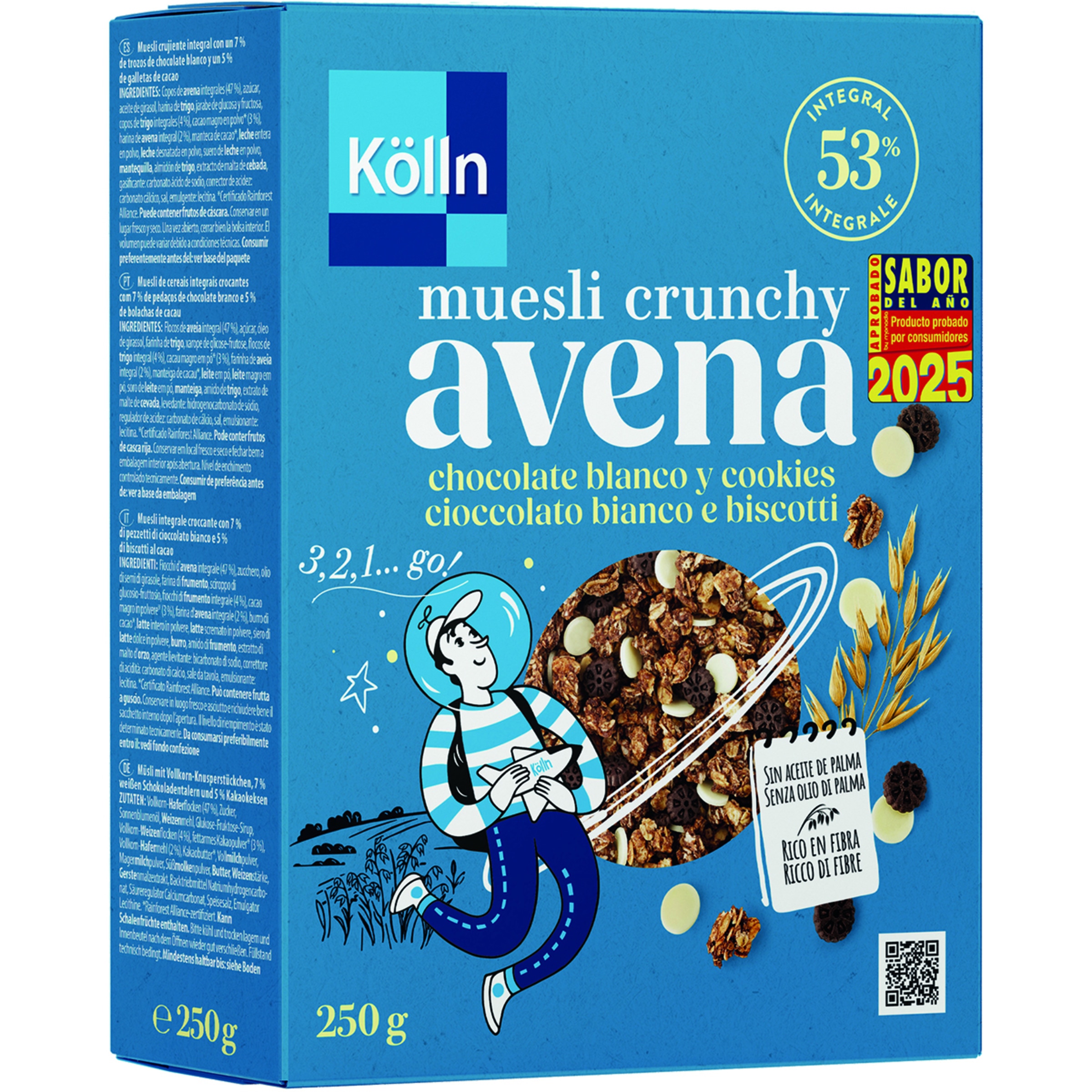 muesly crunchy avena chocolate blanco y cookies