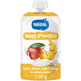 Puré de frutas y cereales Happy Smoothie mango y plátano bolsita 110 g a partir de 12 meses - Nestle