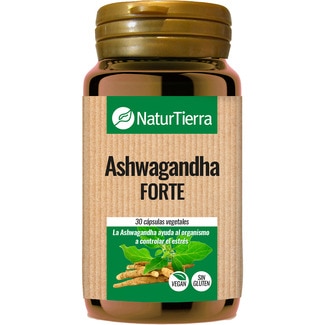 NATURTIERRA Ashwagandha Forte ayuda a combatir el estrés vegano y sin gluten bote 30 cápsulas vegetales