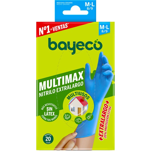 Multimax extra-long nitrile gloves size M-L case 20 units