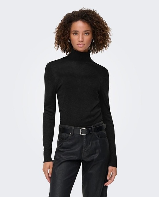 Only - Jersey ajustado de cuello alto de mujer.