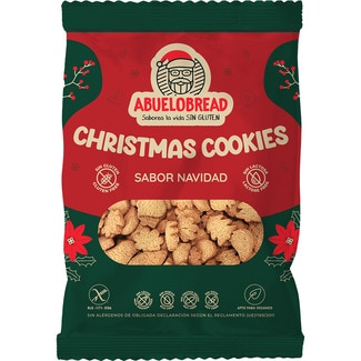 ABUELOBREAD cookies Christmas sabor Navidad sin gluten sin lactosa apto para veganos envase 150 g