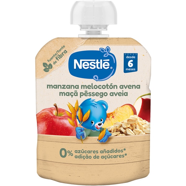 apple, peach and oat 0% added sugar bag 90 g from 6 months