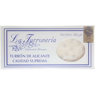 LA TURRONERIA turrón de Alicante Calidad Suprema IGP de Jijona elaboración artesana estuche 300 g