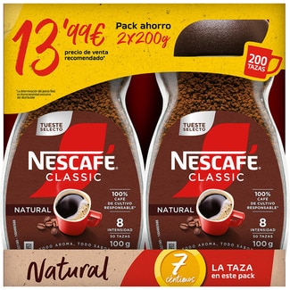 NESCAFE CLASSIC Löslicher Kaffee koffeinfrei 2er-Pack Flacon 200 g