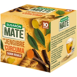 SUSARON mate con jengibre y cúrcuma sabor regaliz Box 10 Tütchen