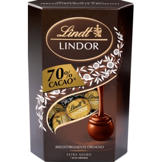 Lindt Bombons Chocolate Preto Lindor Cornet embalagem 200 g