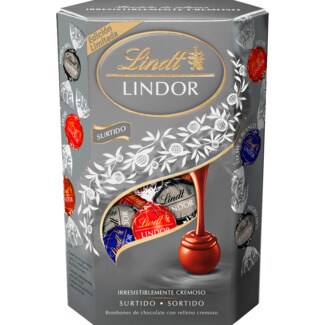 Lindt Bombons Lindor Cornet Silver embalagem 337 g