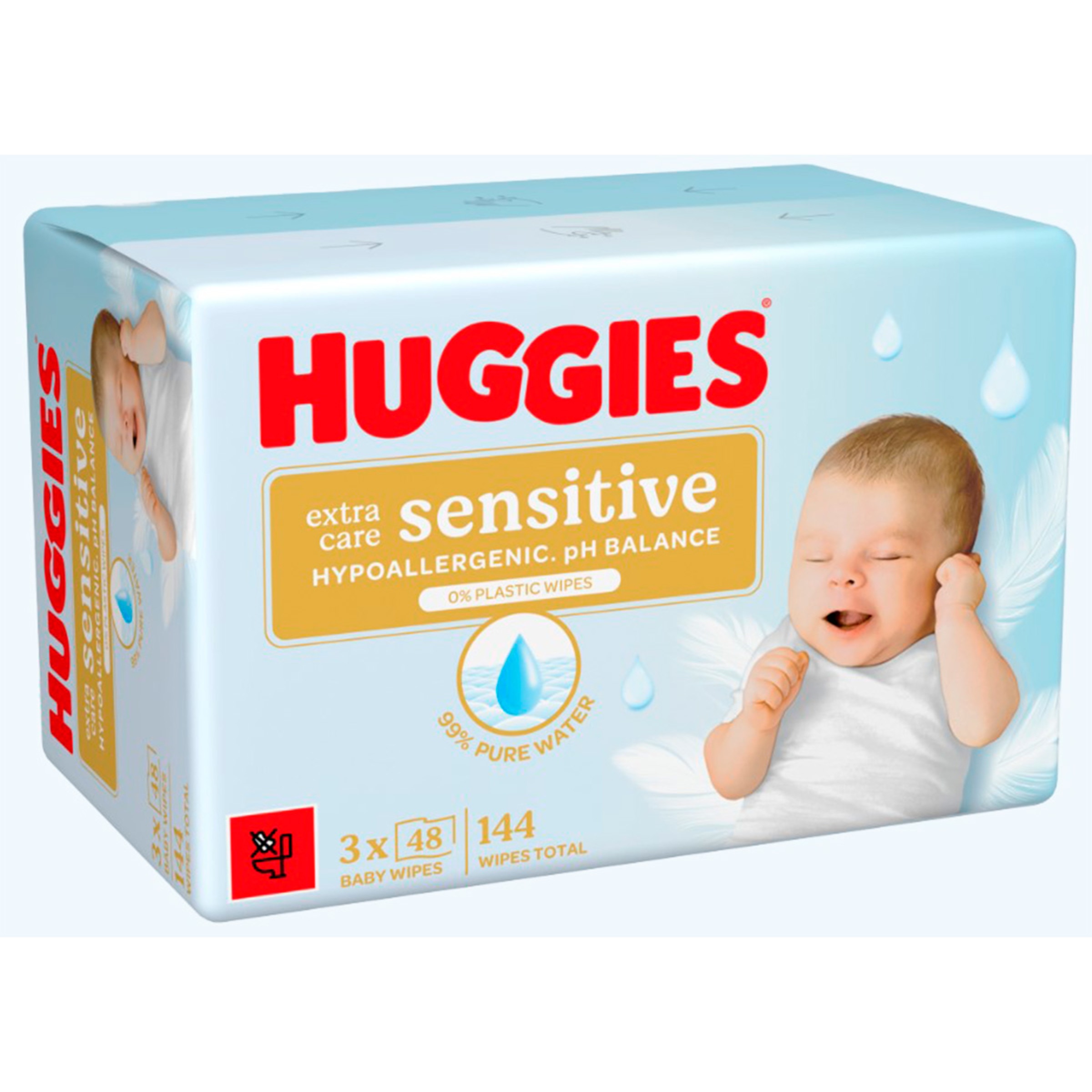 Huggies Toalhitas Extra Care Sensitive, 144 Unidades