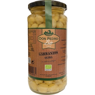 DON PEDRO garbanzo cocido extra de cultivo ecológico frasco 300 g neto escurrido