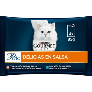 GOURMET Perle comida húmeda para gatos Delicias en Salsa con atún 4 bolsas 85 g