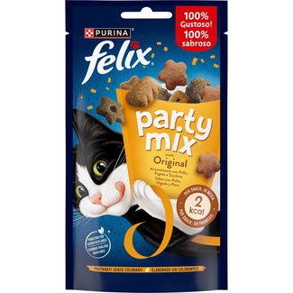 FELIX Party Mix Snack für Katzen mit Hühnchen-, Leber- und Putengeschmack Paket 60 g