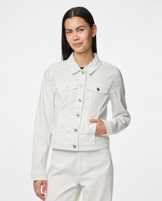 Pieces - Cazadora de mujer denim con cierre abotonado.