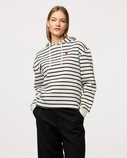 Pieces - Sudadera de chándal de manga larga y rayas de mujer..