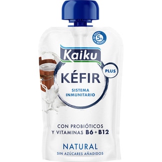 KAIKU kéfir natural pouch con probióticos y vitaminas B6 + B12 sin azúcares añadidos envase 110 g