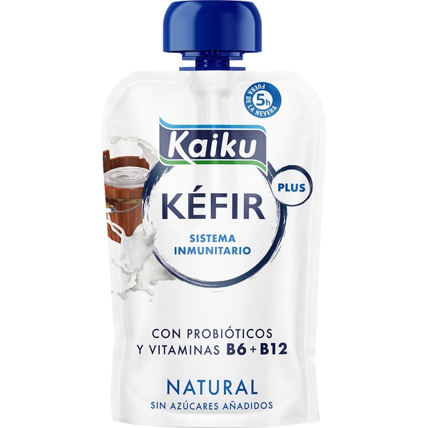 plain kefir pouch with probiotics and vitamins B6 + B12 with no added sugar container 110 g