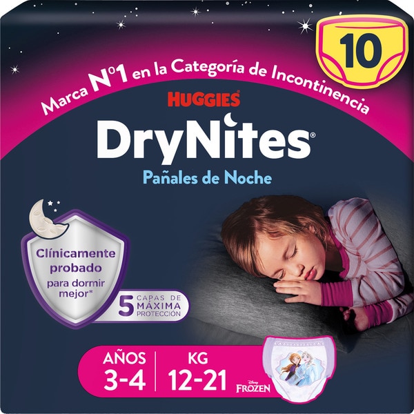 absorbent night pants for girls 3-4 years 12-21 kg bag 16 units