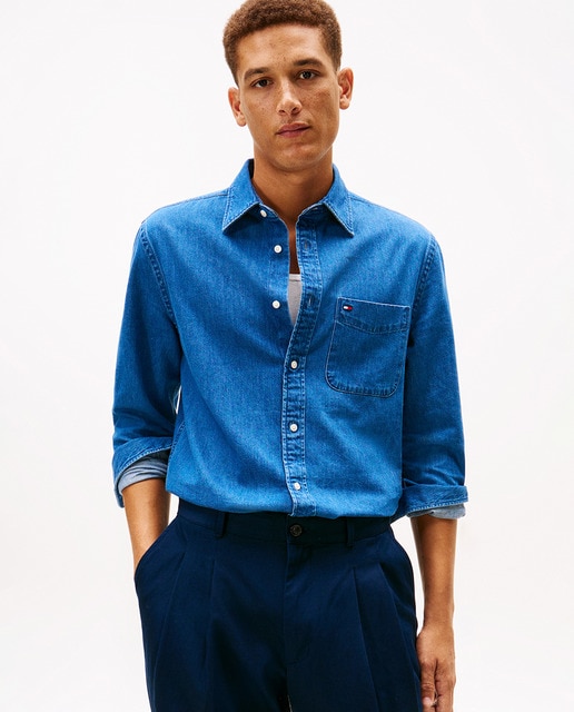 Tommy Hilfiger - Camisa de caballero vaquera lisa.
