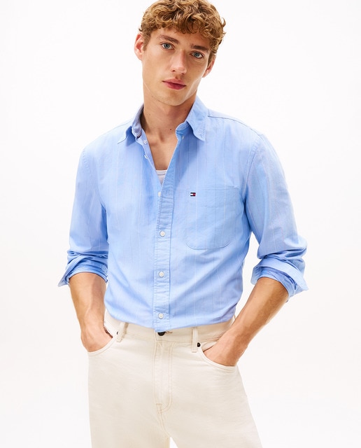 Tommy Hilfiger - Camisa de caballero estampada tipo Oxford.