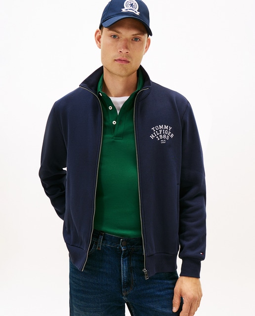 Tommy Hilfiger - Sudadera de caballero sin capucha con cremallera.