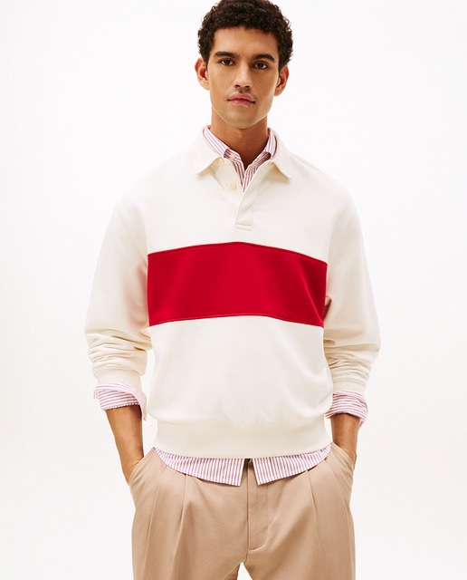 Tommy Hilfiger - Sudadera de caballero tipo polo estampada.