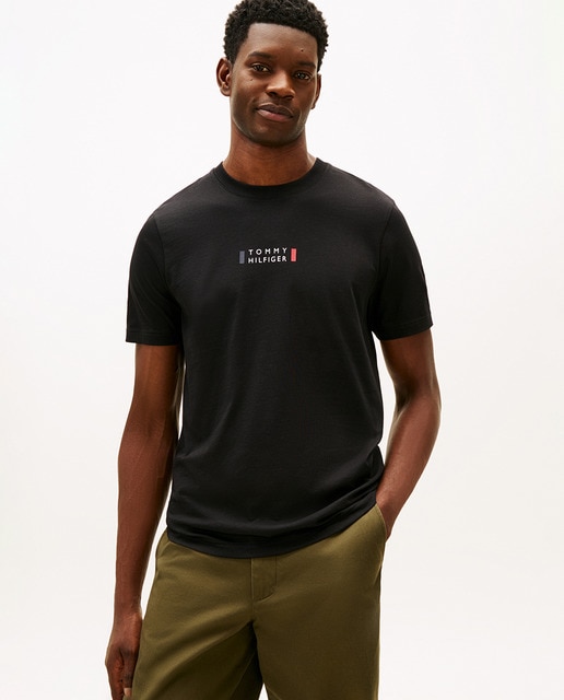 Tommy Hilfiger - Camiseta de caballero de manga corta con cuello redondo.