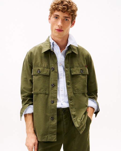 Tommy Hilfiger - Sobrecamisa de caballero lisa con efecto lavado.