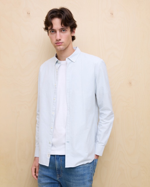 Easy Wear - Camisa manga larga de hombre oxford rayas.
