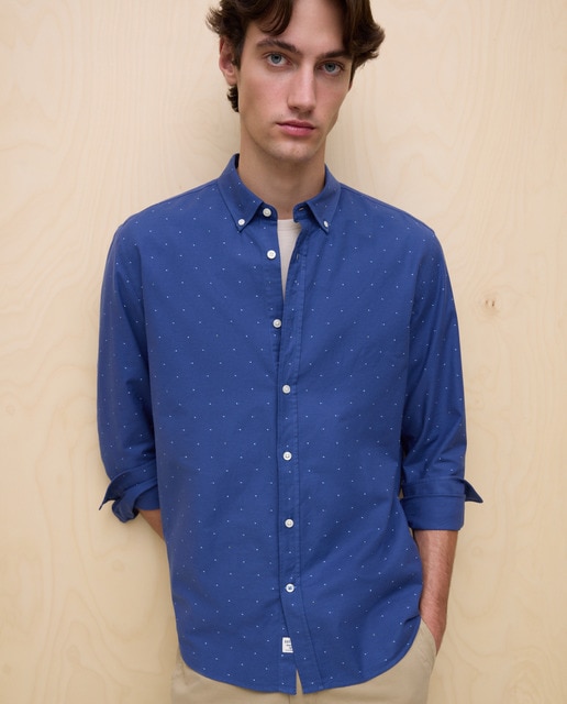 Easy Wear - Camisa manga larga de hombre oxford print.