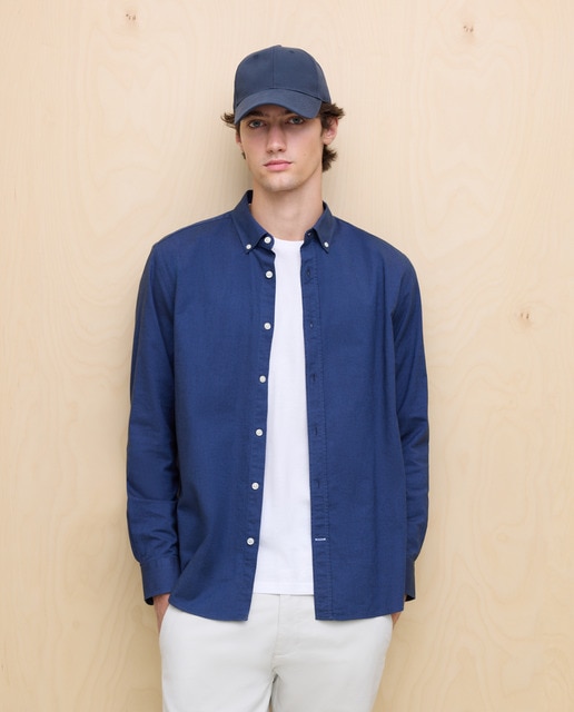 Easy Wear - Camisa manga larga de hombre oxford lisa.