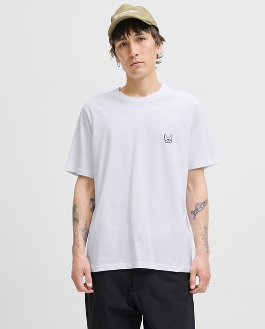 Jack & Jones - Camiseta de hombre manga corta logo lateral de perro.