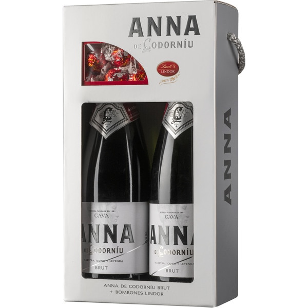 Cava Brut 2er-Schachtel Flaschen 75 cl Mit Lindt Lindor Konfekt als Geschenk